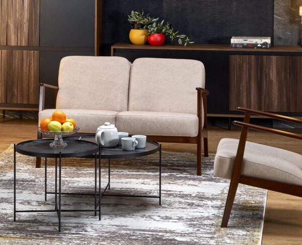 MILANO 2S sofa, smėlio CASTEL#15 / tamsus riešutas