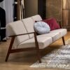 MILANO 3S sofa, smėlio CASTEL#15 / tamsus riešutas