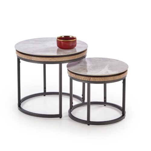 ITAKA 2 vnt. rinkinys coffe tables, pilkas marmuras / grafito