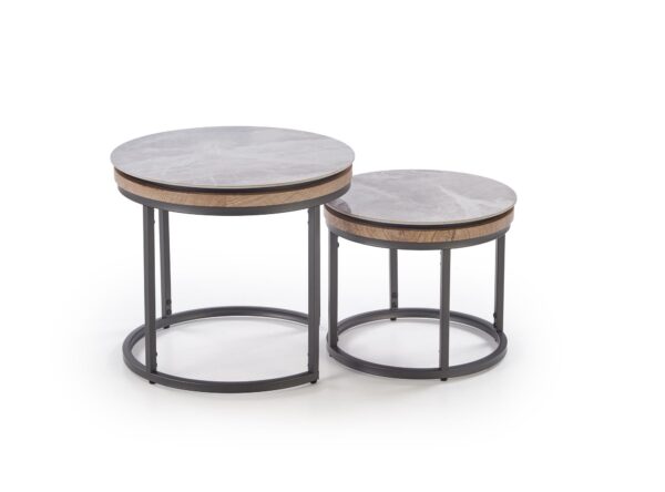 5905248134645_4 ITAKA 2 vnt. rinkinys coffe tables, pilkas marmuras / grafito