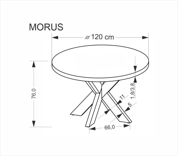 MORUS apvalus stalas, natūrali