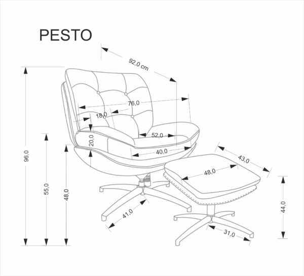 5905248135734_11 PESTO fotelis su ottoman / supimo funkcija funkcija, spalva: smėlio