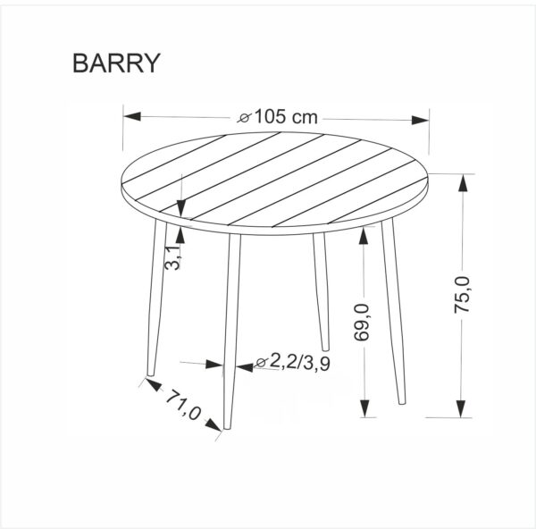 BARRY apvalus stalas, riešutas / juoda