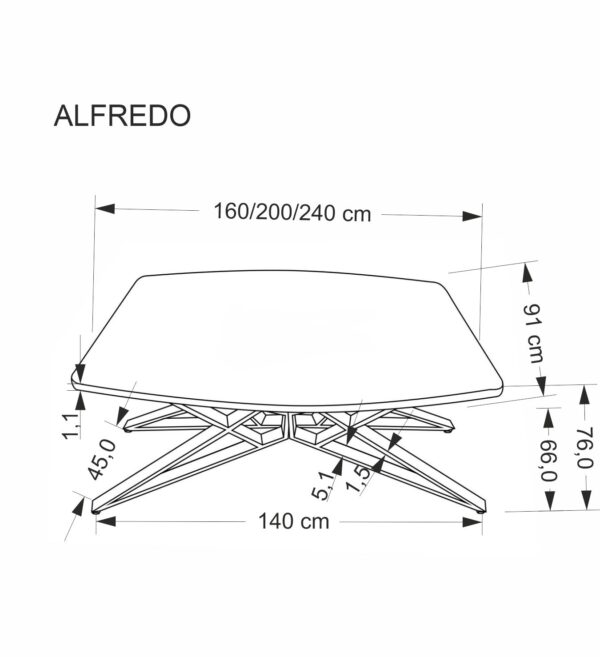 5905248136533_13 ALFREDO išskleidžiamas stalas, baltas marmuras / juoda