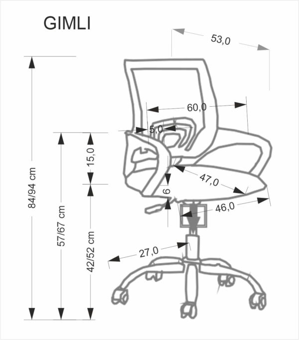 5905248136649_2 GIMLI biuro kėdė, juoda