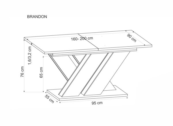 BRANDON išskleidžiamas stalas, kašmyro / cremona ąžuolas