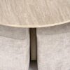 NUGAT žurnalinis staliukas su pouffes, stalas: travertinas, pufas: l.pilka