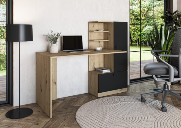 5905248143296_2 HOBAS rašomasis stalas, artisan ąžuolas / juoda