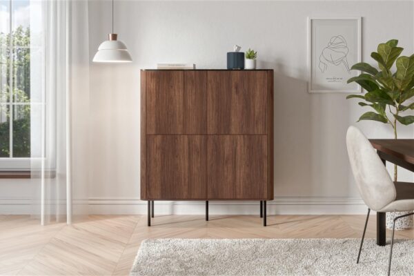 SOLANO KM-2 komoda warmia riešutas / juodas marmuras